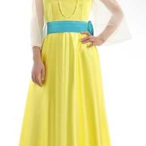FOCUSOUL Women Princess Dress Long Sleeve Yellow Gown (medium)
